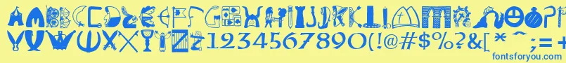 BriaroakShire Font – Blue Fonts on Yellow Background