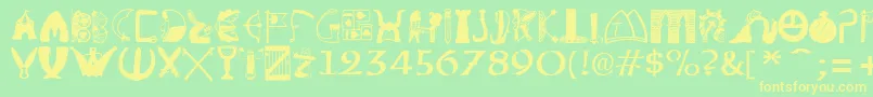 BriaroakShire Font – Yellow Fonts on Green Background