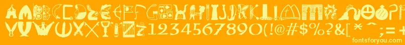 BriaroakShire-Schriftart – Gelbe Schriften auf orangefarbenem Hintergrund