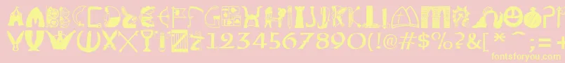 BriaroakShire-Schriftart – Gelbe Schriften auf rosa Hintergrund