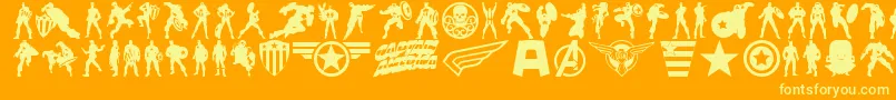 Supersoldier-Schriftart – Gelbe Schriften auf orangefarbenem Hintergrund