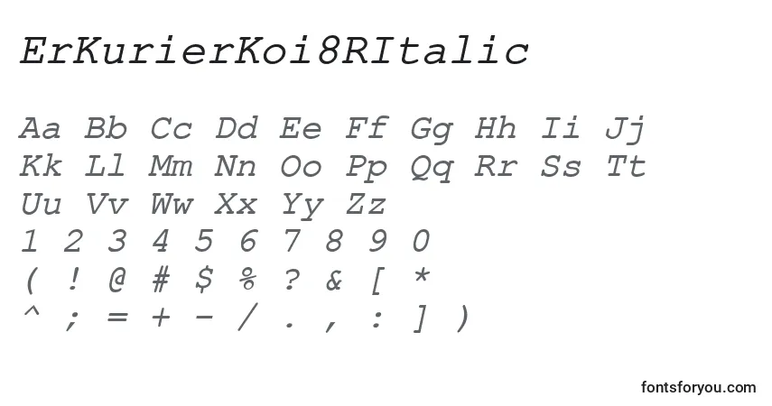 Шрифт ErKurierKoi8RItalic – алфавит, цифры, специальные символы