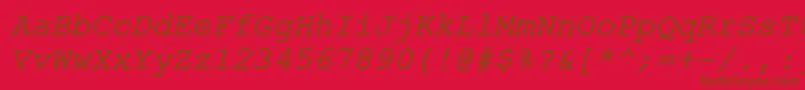 ErKurierKoi8RItalic-Schriftart – Braune Schriften auf rotem Hintergrund