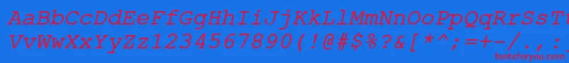 ErKurierKoi8RItalic Font – Red Fonts on Blue Background