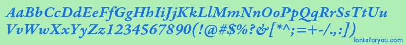 GaramondpremrproSmbditcapt Font – Blue Fonts on Green Background