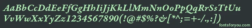 フォントGaramondpremrproSmbditcapt – 黒い背景に緑の文字