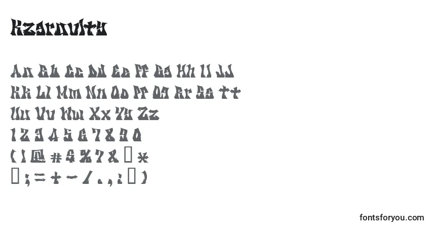 Schriftart Kzgravity – Alphabet, Zahlen, spezielle Symbole