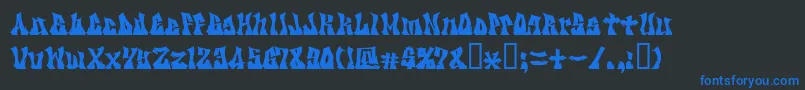 フォントKzgravity – 黒い背景に青い文字