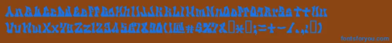 Kzgravity-Schriftart – Blaue Schriften auf braunem Hintergrund