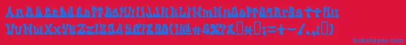 フォントKzgravity – 赤い背景に青い文字