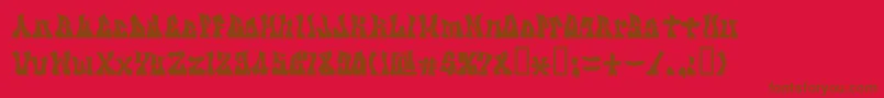 Kzgravity-Schriftart – Braune Schriften auf rotem Hintergrund