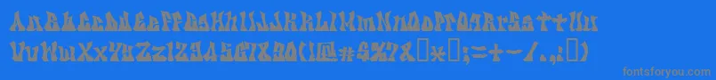 フォントKzgravity – 青い背景に灰色の文字