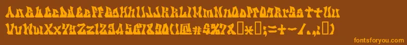 Kzgravity-Schriftart – Orangefarbene Schriften auf braunem Hintergrund