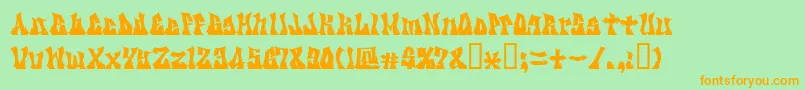 Kzgravity Font – Orange Fonts on Green Background