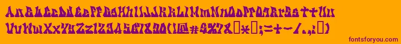 Kzgravity-Schriftart – Violette Schriften auf orangefarbenem Hintergrund