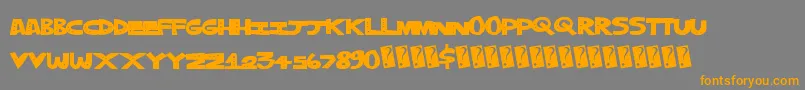 Trippledots-Schriftart – Orangefarbene Schriften auf grauem Hintergrund