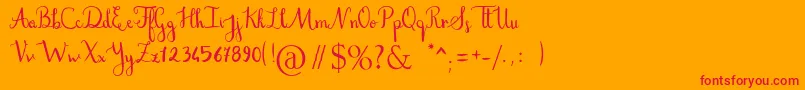 フォントStefania – オレンジの背景に赤い文字