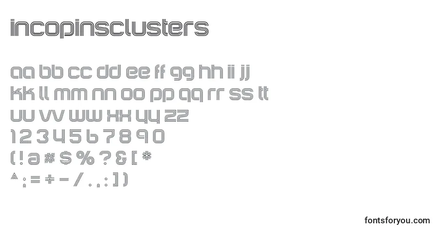 A fonte IncopinsClusters – alfabeto, números, caracteres especiais