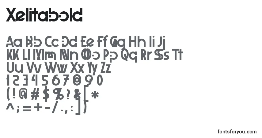 Czcionka Xelitabold – alfabet, cyfry, specjalne znaki