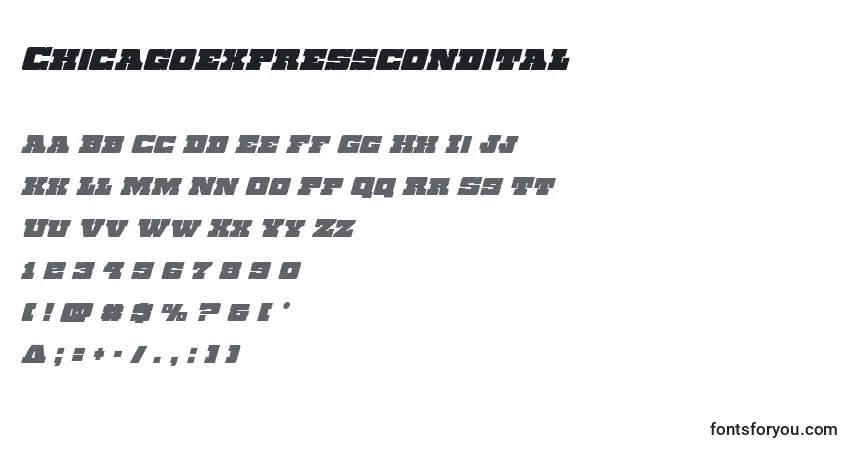 Chicagoexpresscondital Font – alphabet, numbers, special characters