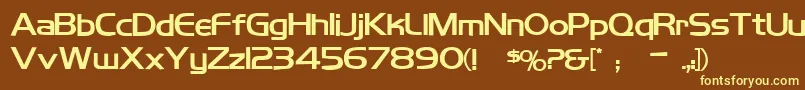 Koshgarianbold-Schriftart – Gelbe Schriften auf braunem Hintergrund