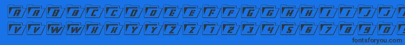 Eyesonlyoutital Font – Black Fonts on Blue Background