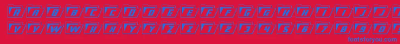フォントEyesonlyoutital – 赤い背景に青い文字