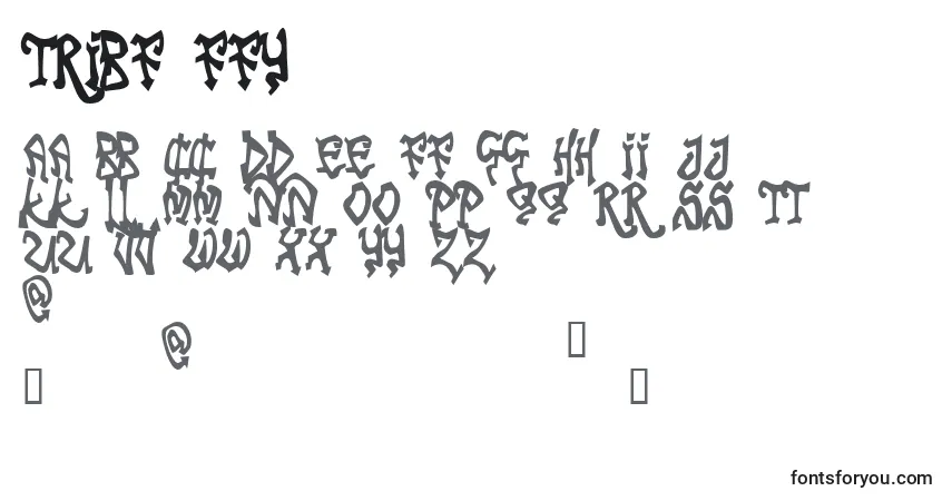 Czcionka Tribf ffy – alfabet, cyfry, specjalne znaki