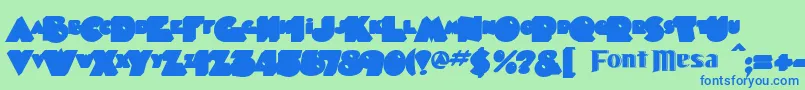 Timepiece ffy-Schriftart – Blaue Schriften auf grünem Hintergrund