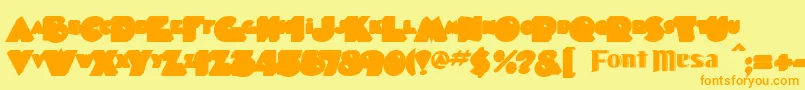 Timepiece ffy-Schriftart – Orangefarbene Schriften auf gelbem Hintergrund