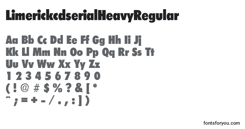 Шрифт LimerickcdserialHeavyRegular – алфавит, цифры, специальные символы