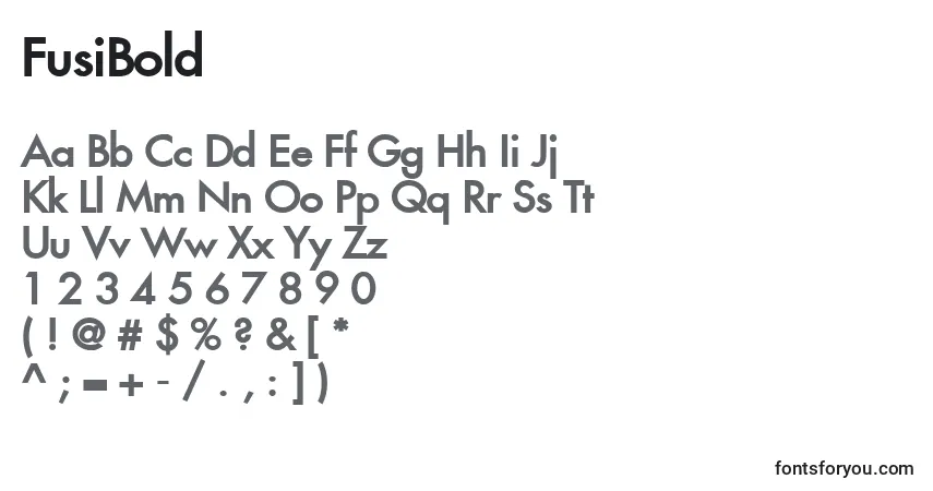 A fonte FusiBold – alfabeto, números, caracteres especiais