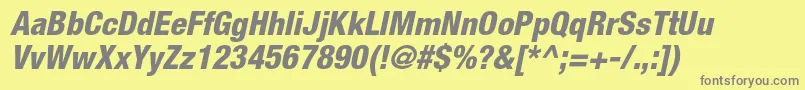 フォントHelveticaneueltstdHvcno – 黄色の背景に灰色の文字