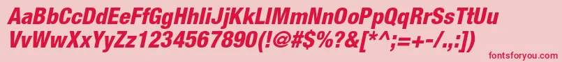 フォントHelveticaneueltstdHvcno – ピンクの背景に赤い文字