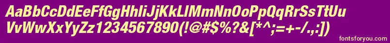 HelveticaneueltstdHvcno-Schriftart – Gelbe Schriften auf violettem Hintergrund