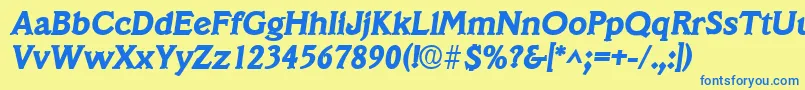 フォントVeracruzlhBoldItalic – 青い文字が黄色の背景にあります。