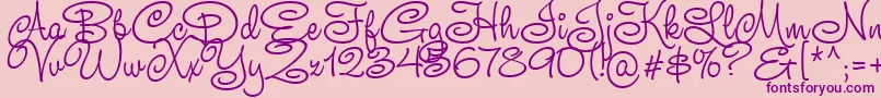 TeddyBear-Schriftart – Violette Schriften auf rosa Hintergrund