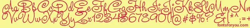 TeddyBear-Schriftart – Rote Schriften auf gelbem Hintergrund