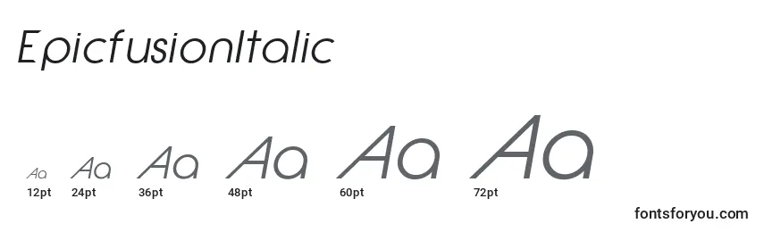 Größen der Schriftart EpicfusionItalic