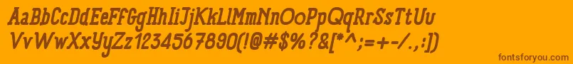 Więcej informacji o czcionce PanforteSerifBoldItalic Czcionka PanforteSerifBoldItalic – brązowe czcionki na pomarańczowym tle