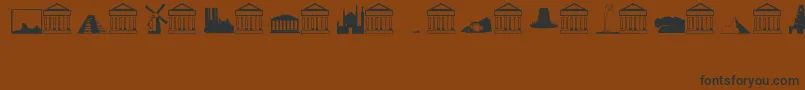 More about LandmarksRegular Font LandmarksRegular Font – Black Fonts on Brown Background