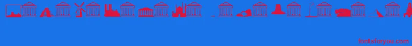 LandmarksRegular Font – Red Fonts on Blue Background