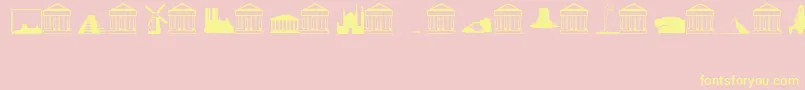 LandmarksRegular-Schriftart – Gelbe Schriften auf rosa Hintergrund