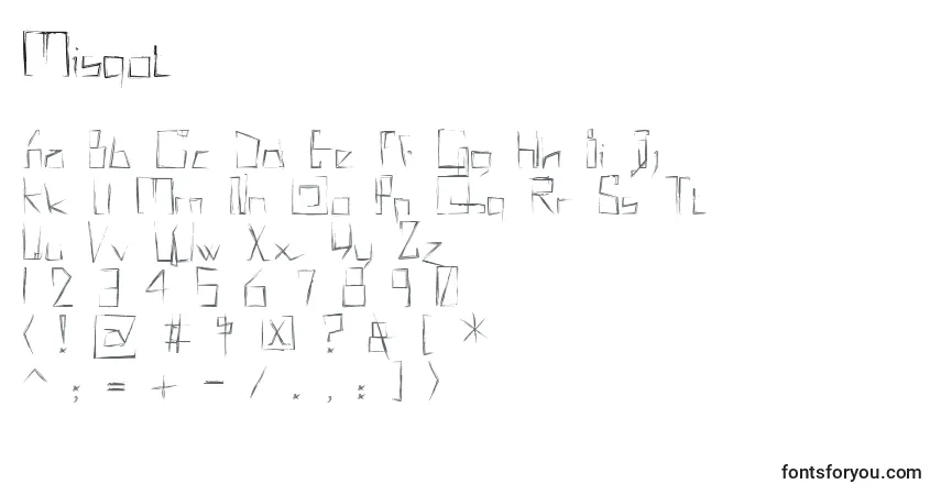 Czcionka Misqot – alfabet, cyfry, specjalne znaki
