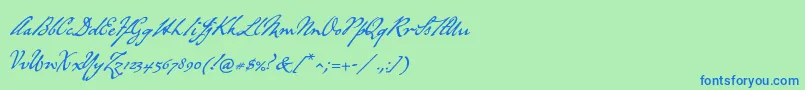 P22grosvenor-Schriftart – Blaue Schriften auf grünem Hintergrund