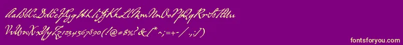 P22grosvenor-Schriftart – Gelbe Schriften auf violettem Hintergrund