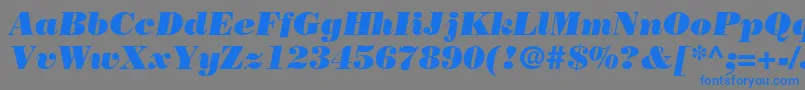 Fonte BodoniPosterSsiPosterItalic – fontes azuis em um fundo cinza