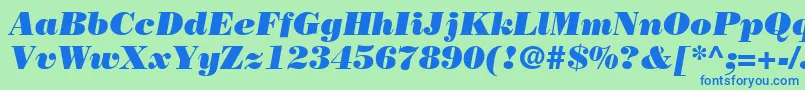 フォントBodoniPosterSsiPosterItalic – 青い文字は緑の背景です。