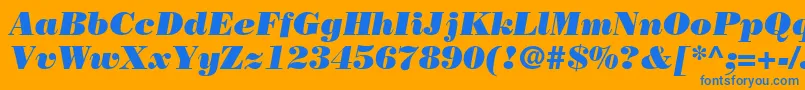 BodoniPosterSsiPosterItalic-fontti – siniset fontit oranssilla taustalla