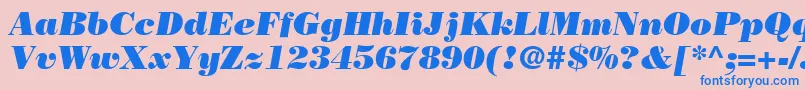 Шрифт BodoniPosterSsiPosterItalic – синие шрифты на розовом фоне